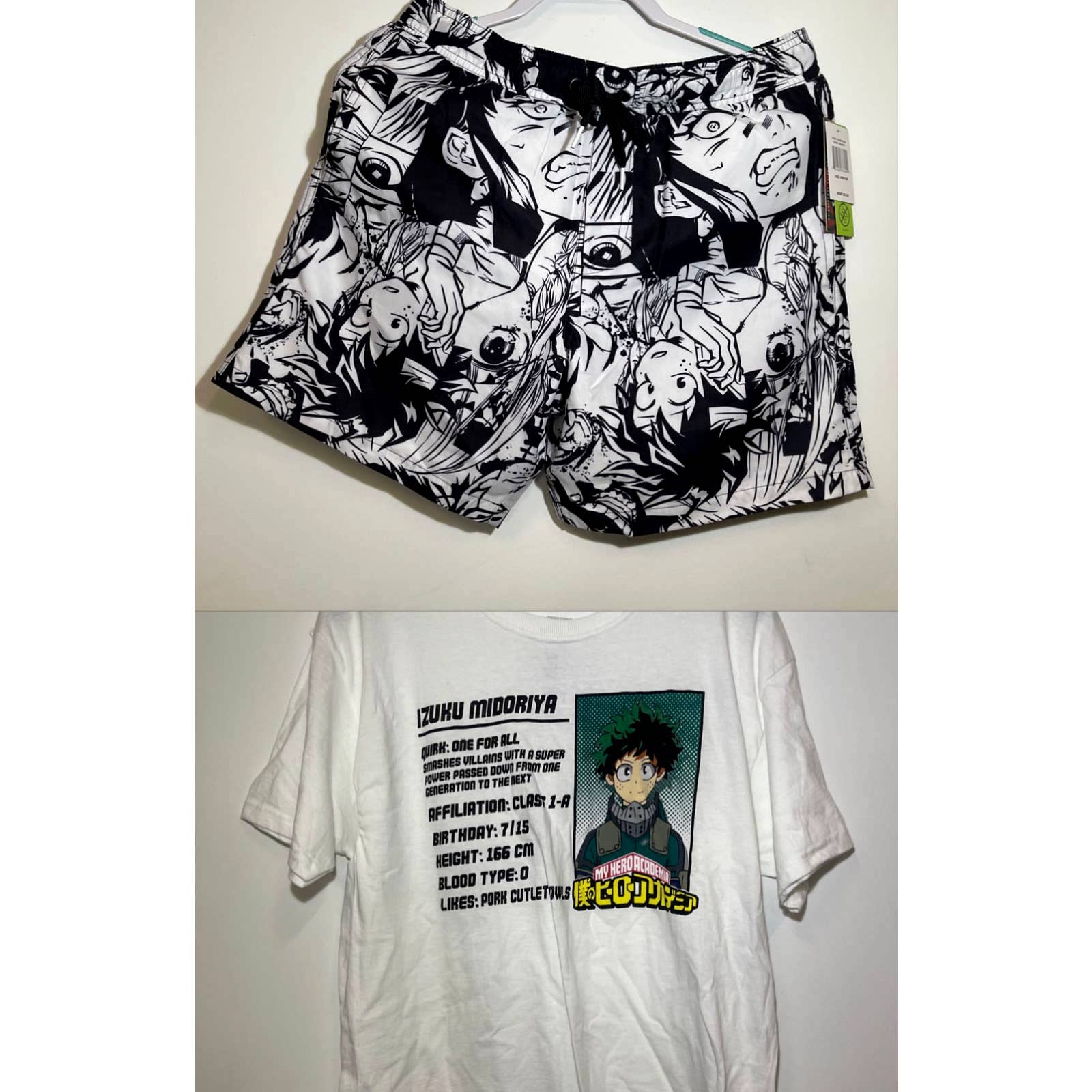 My Hero Academia Anime Swimming Shorts & T Shirt Bundle Black | Men's Size M Med