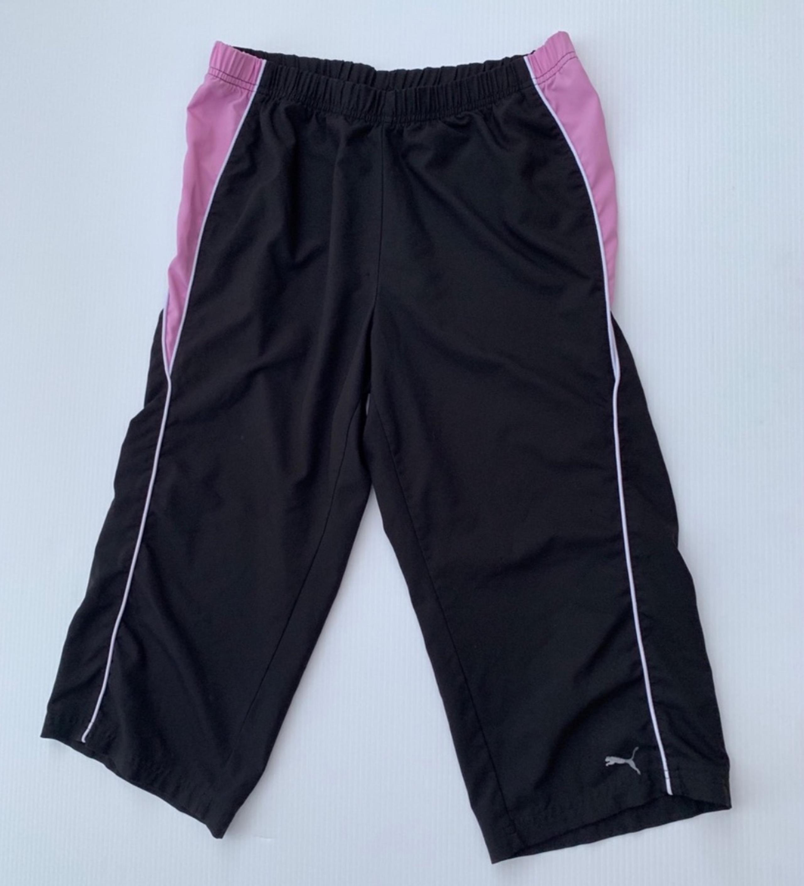 Puma Women’s Cropped Track Pants Black Pink M | Athletic Capris Lightweight