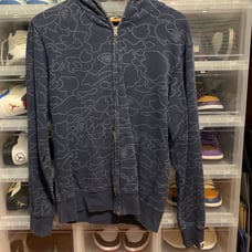 Bape Neon Camo Navy Full Zip Hoodie Size Large