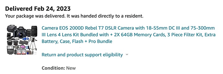 Canon EOS Rebel 2000D/T7 DSLR Camera