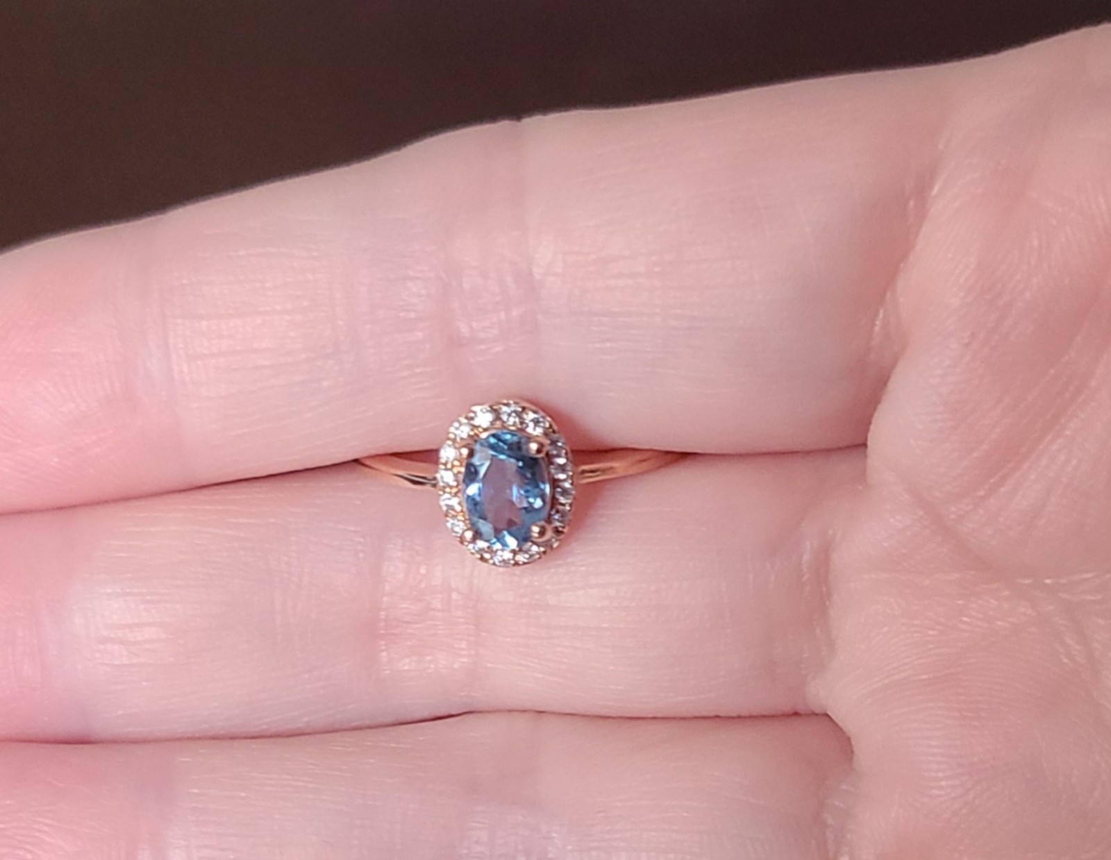Aquamarine Ring w/14K Rose Gold/Diamond