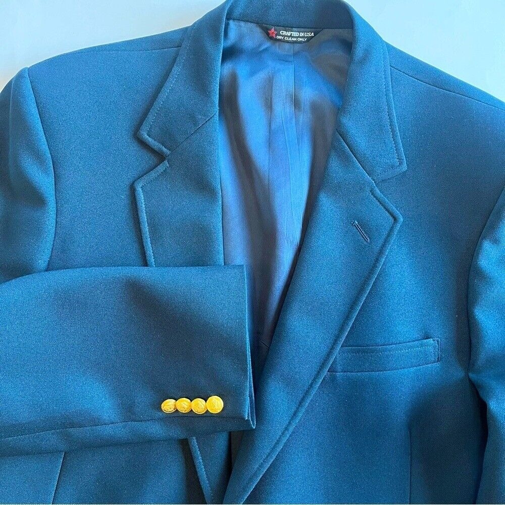 Hardwick Clothes Men's 46R Navy Blue Sport Coat Gold 2 Button Blazer Visa USA