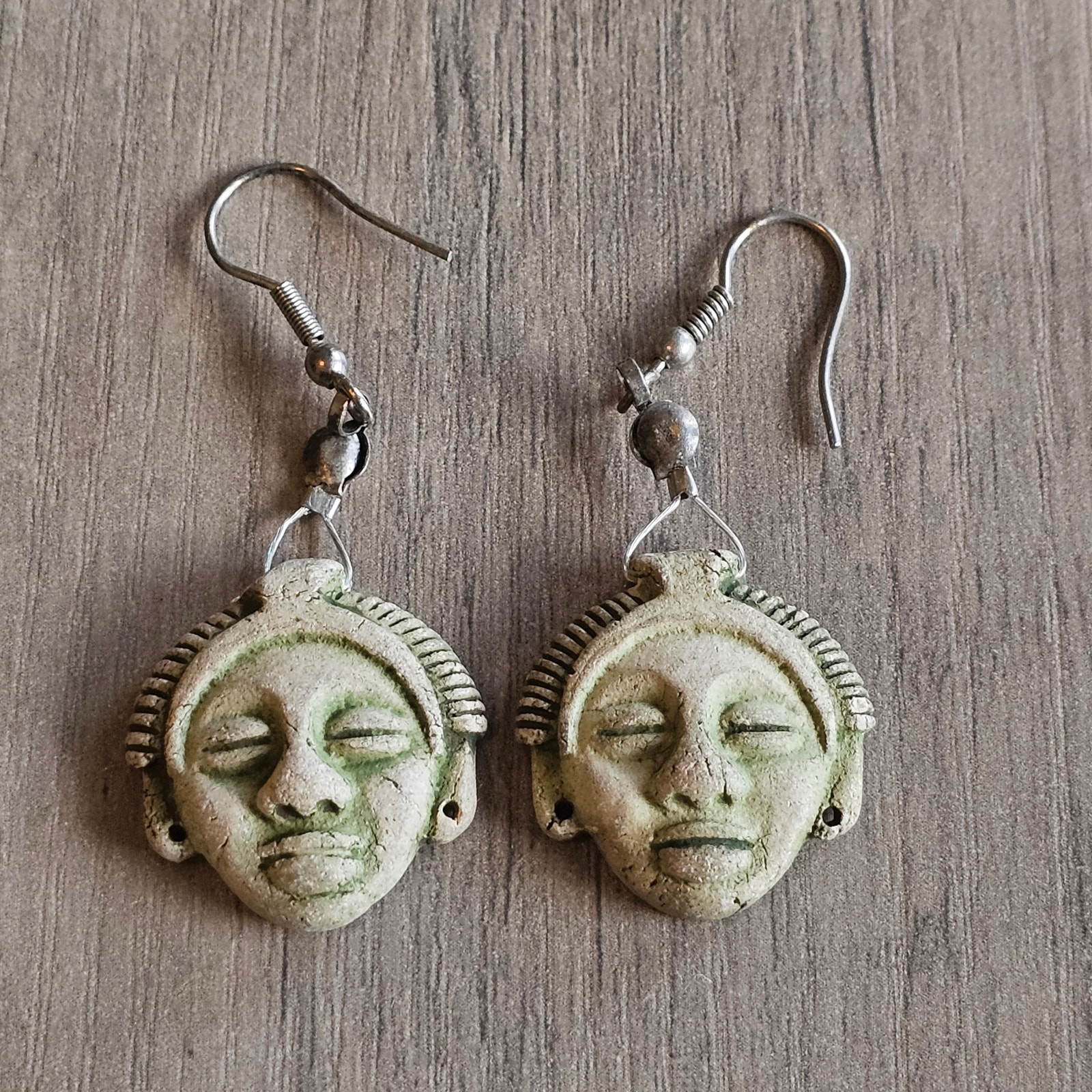 Vintage Artisan Crafted Tribal Mask Earrings