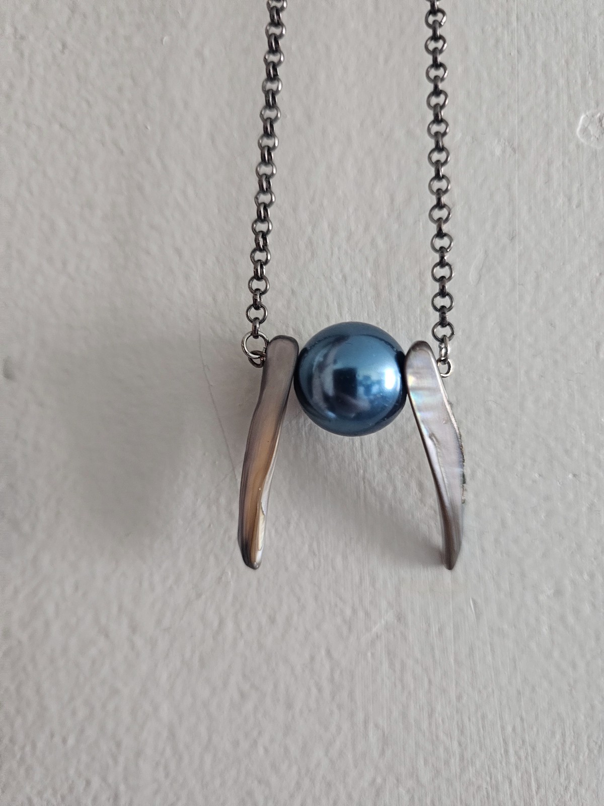 Harry Potter Style Necklace-Large Tahitian Pearl & Rare Iridescent Pearl Wings