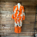 Orange Stork Crepe Long Kimono