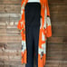 Orange Stork Crepe Long Kimono