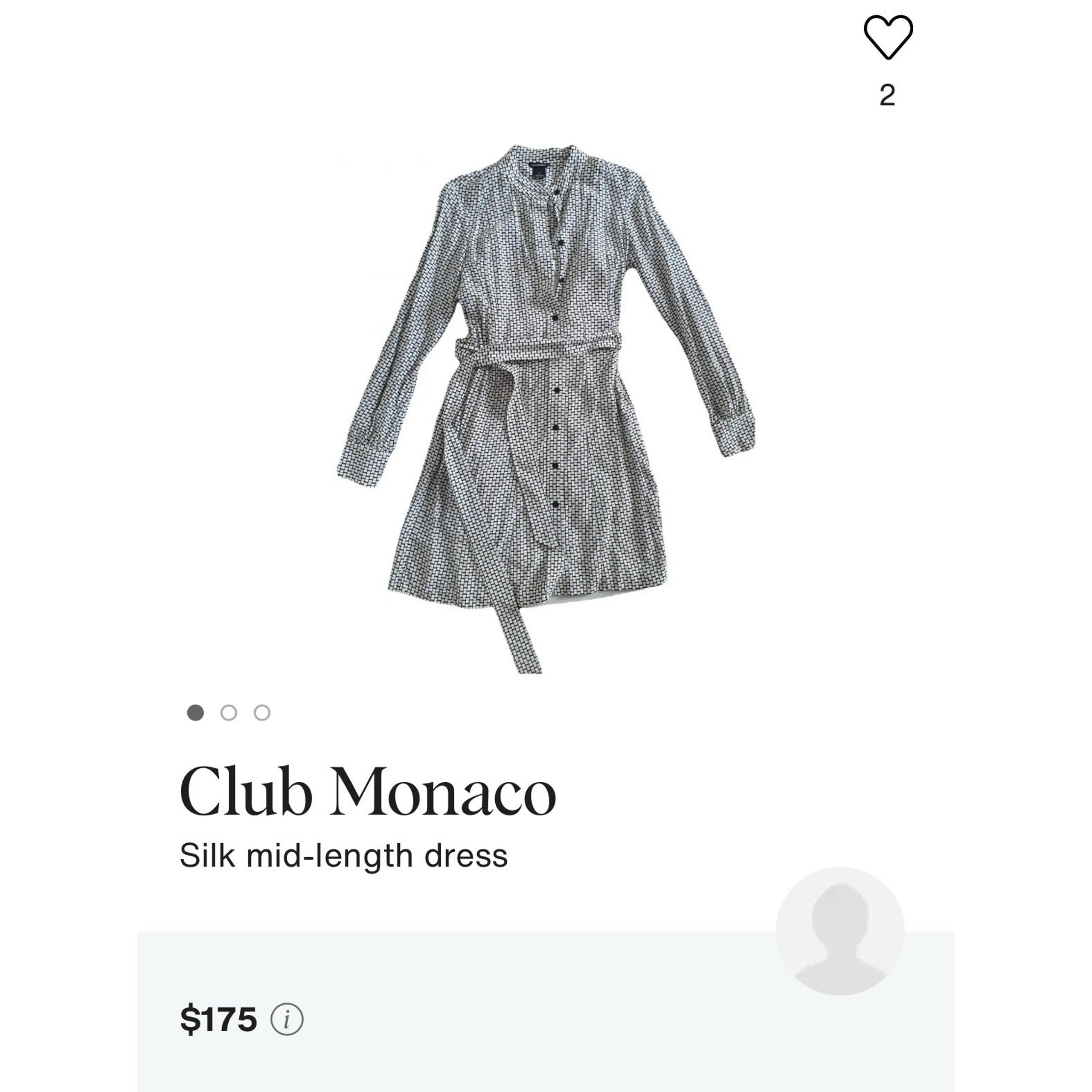 Club Monaco Dress Womens Size 4 Black White Silk Knee Length Geometric Old Money