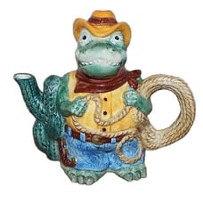 Vintage Omnibus Fitz & Floyd Cowboy Alligator Teapot 1993 Retired (MINT - RARE)