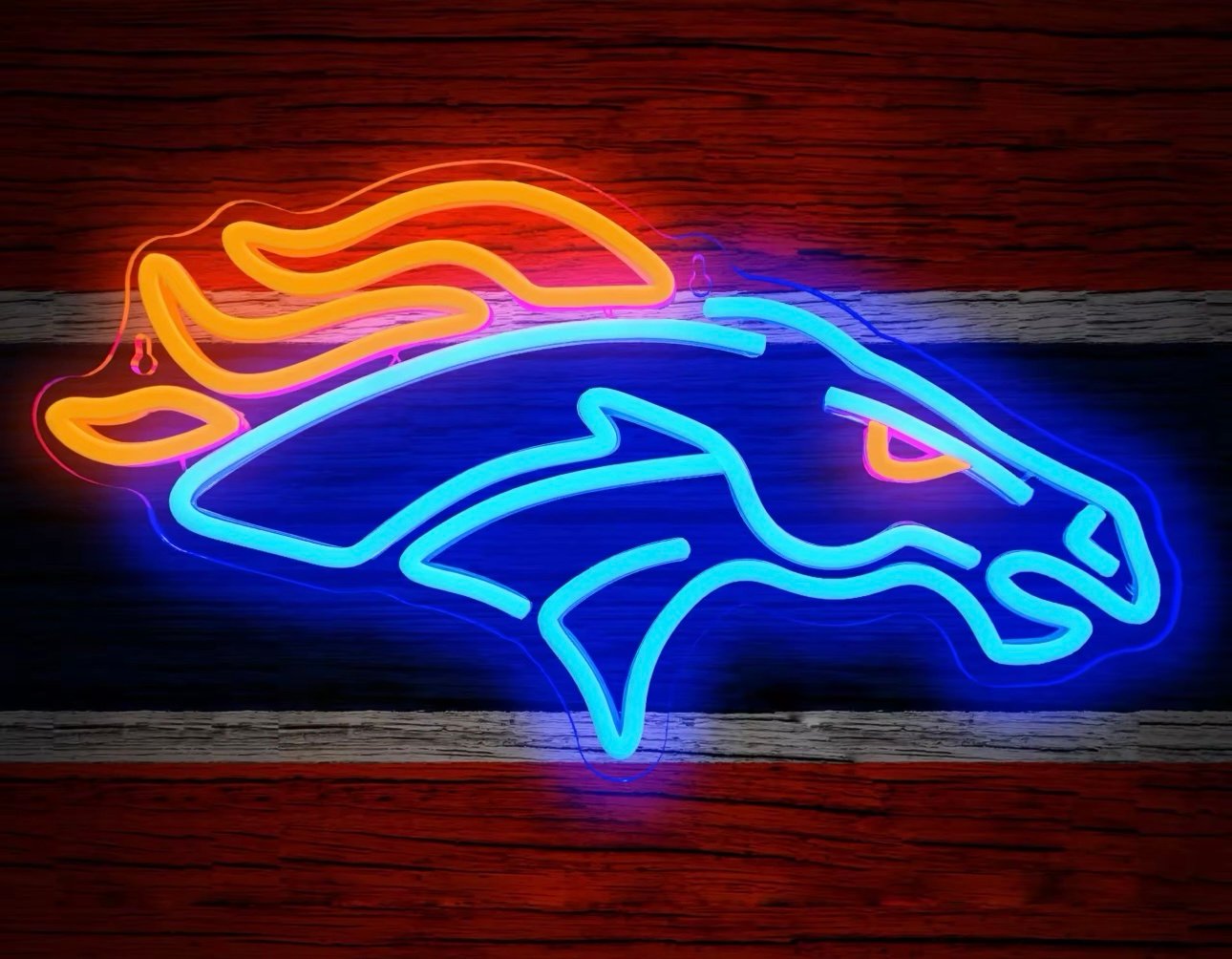 Denver Broncos LED Neon Style Hanging Light NFL Football Sports Bar Wall Decor