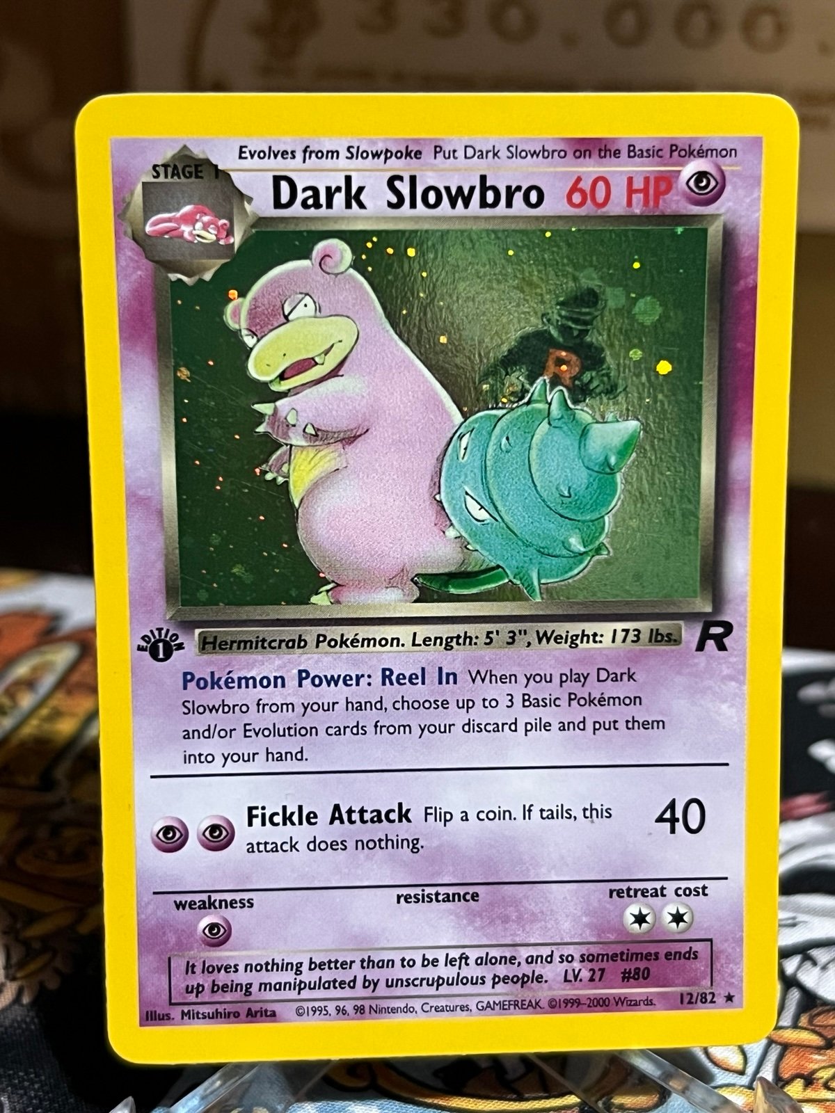 1st Edition Holo Dark Slowbro Team Rocket Pokémon Card #12/82 WOTC 2000