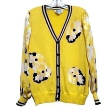 Encore Vintage Women's Yellow Multicolored Sweater Sz Large