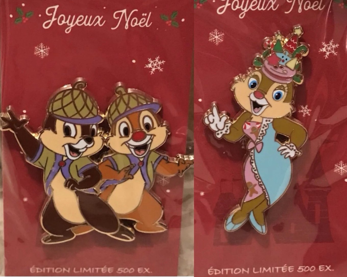 2021 DLP Disney Paris Joyeux Noel Christmas Chip Dale Clarice Pin Set LE 500