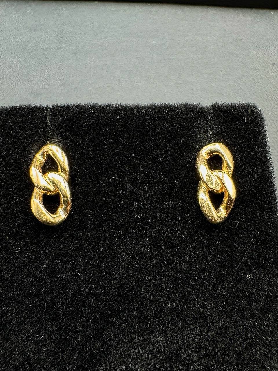 14k yellow gold chain link stud earrings