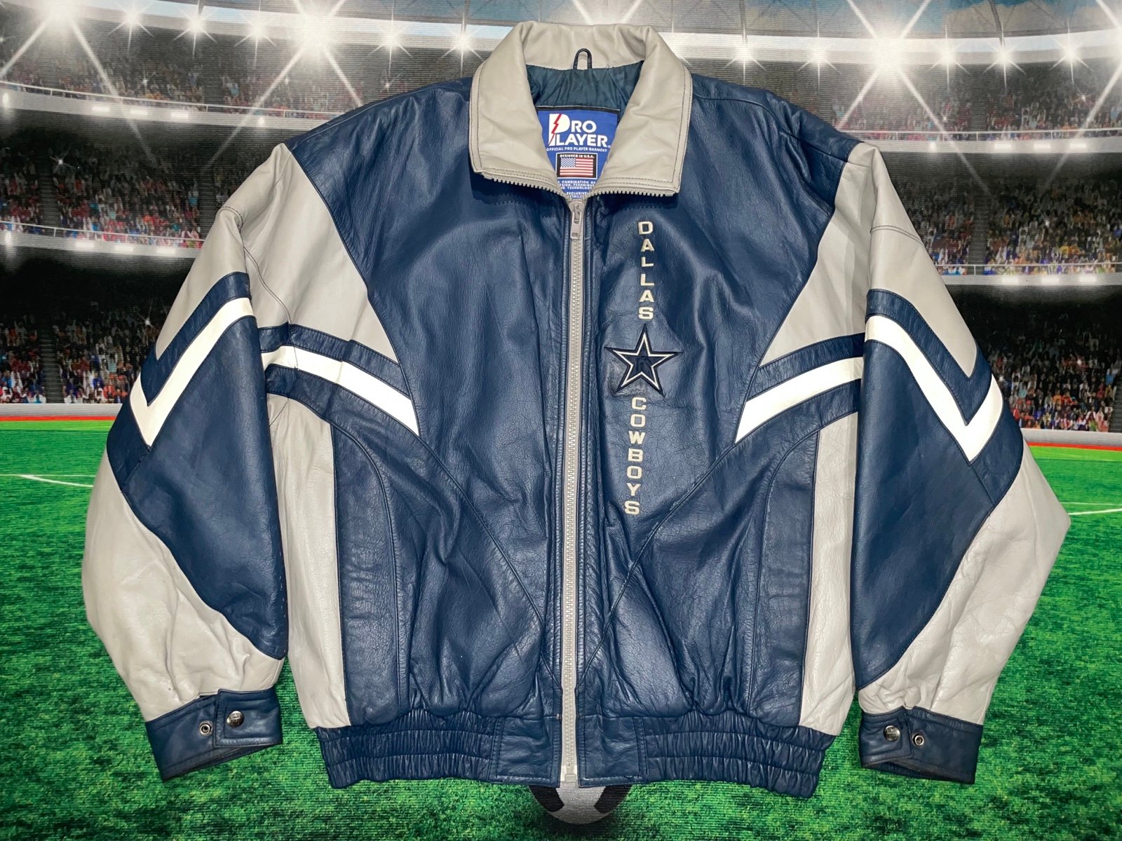Vintage Dallas Cowboys Pro Player 100% Leather Jacket Sz