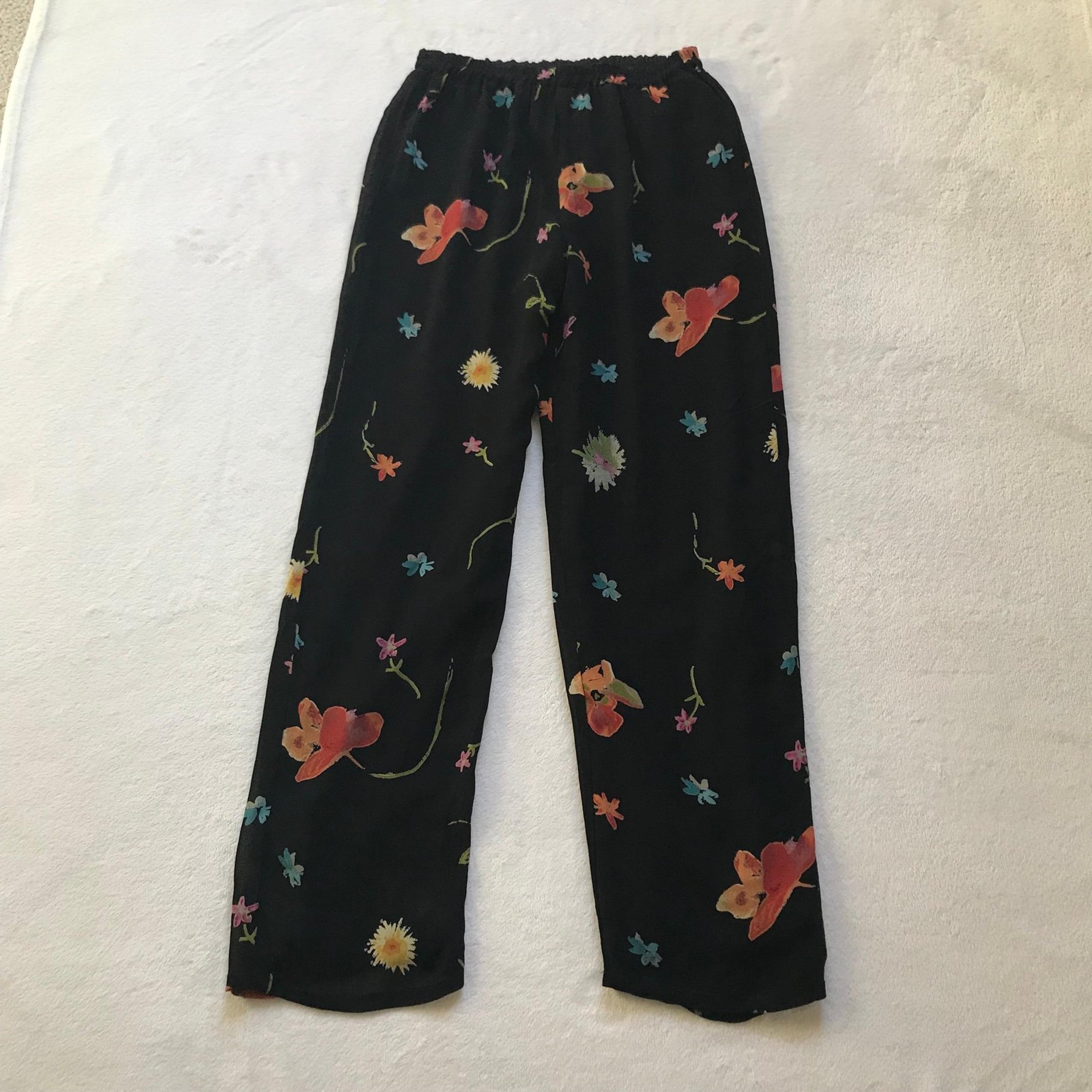 Style & Co. Collection Womens Black Floral Pants W/ Lining Size 8P Waist 28""NEW