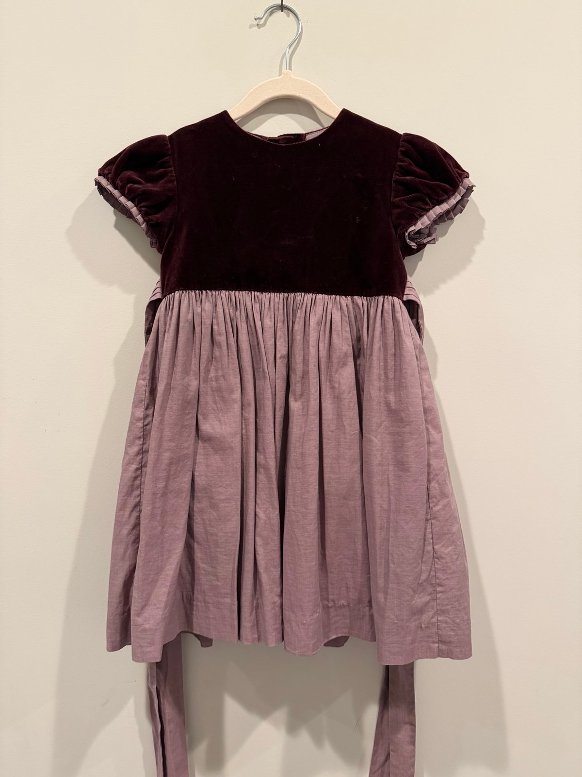 Oscar de la Renta Burgundy Velvet Kids Dress- size 5T