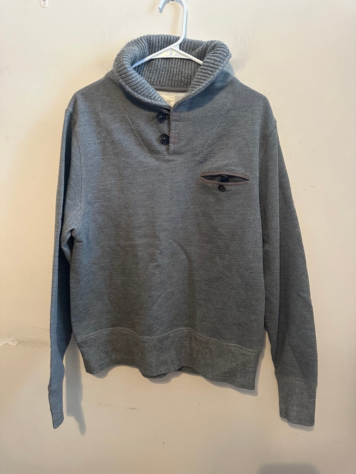 Billy Reid Cotton Blend Grey Shawl Neck Sweater Men’s X-Large