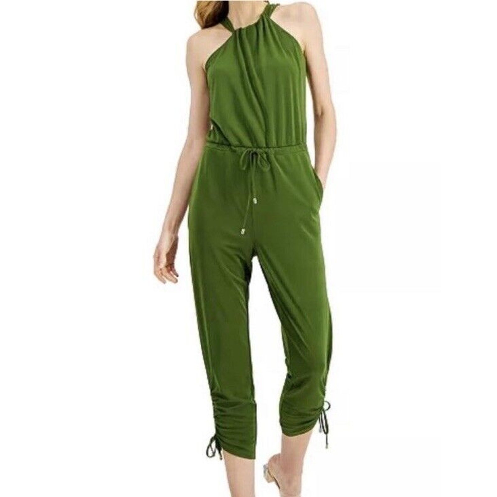 Inc International Concepts Women's Halter Tie-neck Jumpsuit | Green Size L | 99