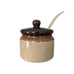 Vintage Stoneware Glazed Condiment Set Mustard Sauce Relish Ketchup Lazy Susan