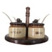 Vintage Stoneware Glazed Condiment Set Mustard Sauce Relish Ketchup Lazy Susan