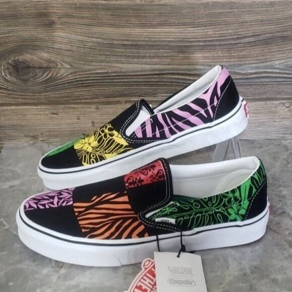 New Vans Slip On Crayola Sneakers Deadstock Wearable Art Indie Alt Skater Artsy