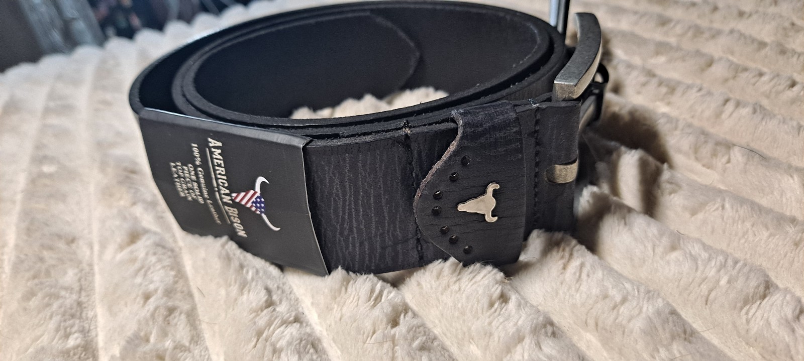 American Bison Size 36 Mens Black 1.5 Leather Belt
