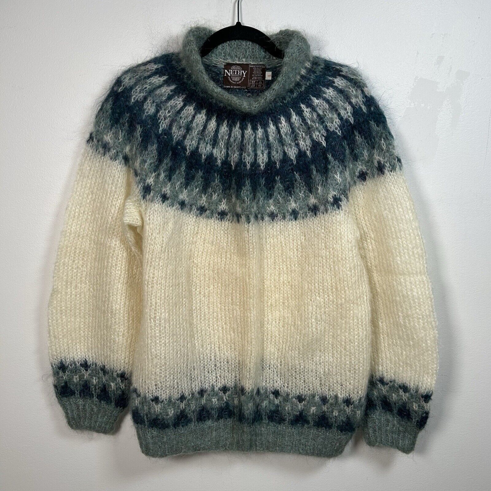 Nethy Sweater Fair Isle Mohair Wool Blend Skiing Women's Size Large Scotland