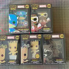 Funko pop lot large 4 inch pins marvel captain america rocket falcon groot chase