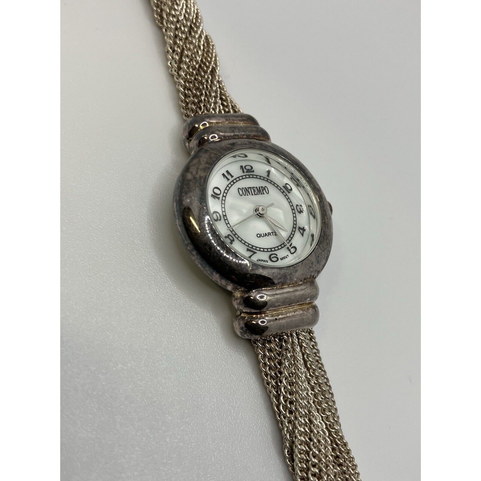 Women’s Watch Contempo Bracelet Silver Tone Analog Quartz Coquette Distressed