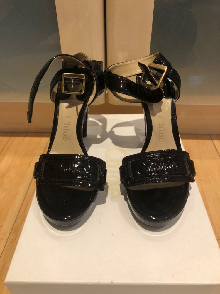 Chloe Patent Leather Strap Sandals 35