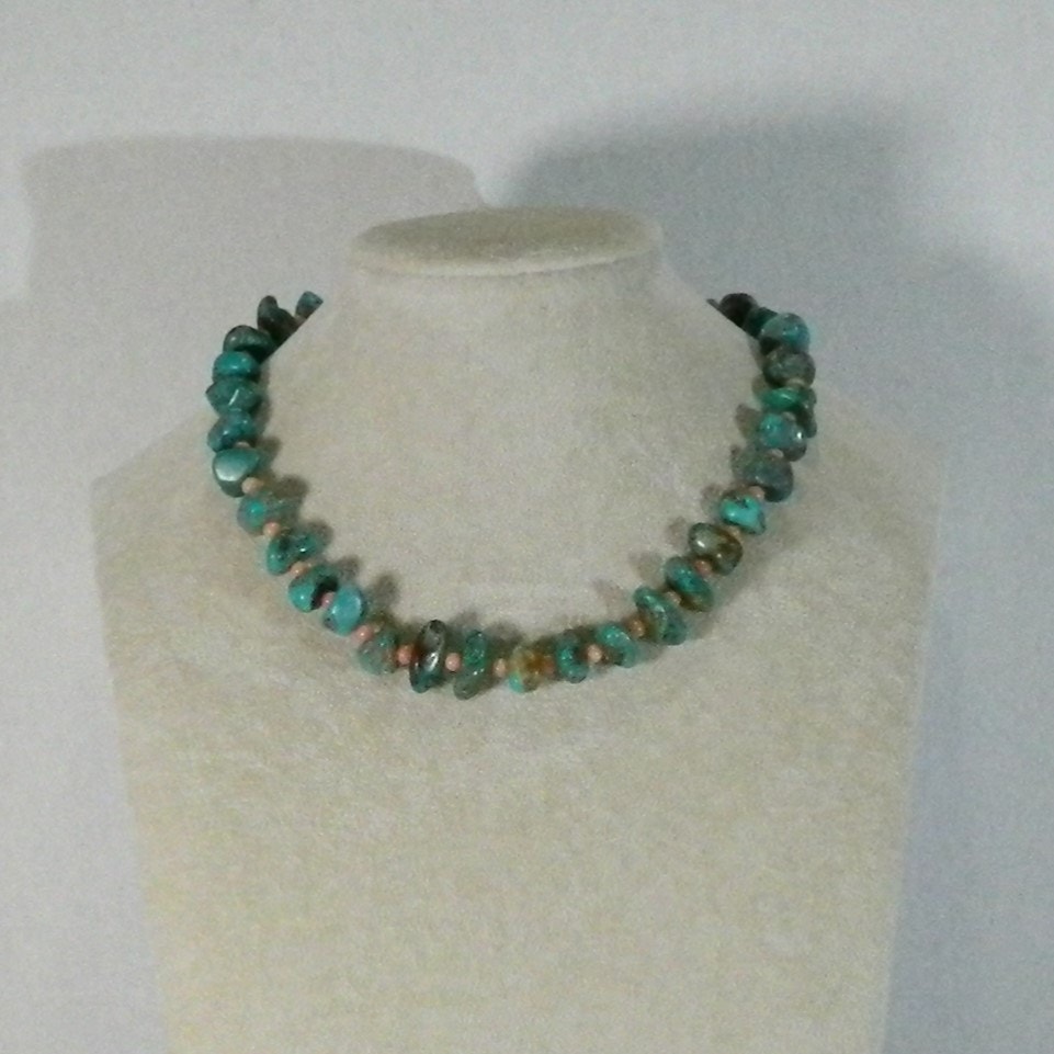 Repurposed Restrung Old Pawn Nugget Necklace w/contemp findings