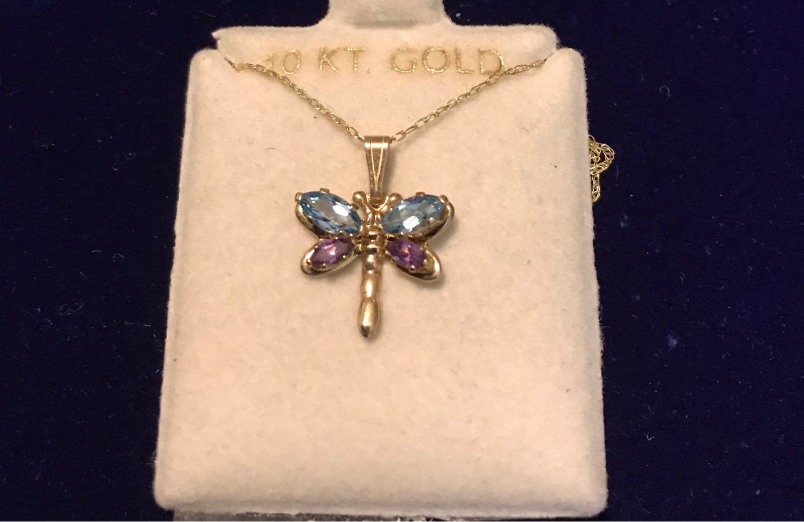10k butterfly gemstone necklace