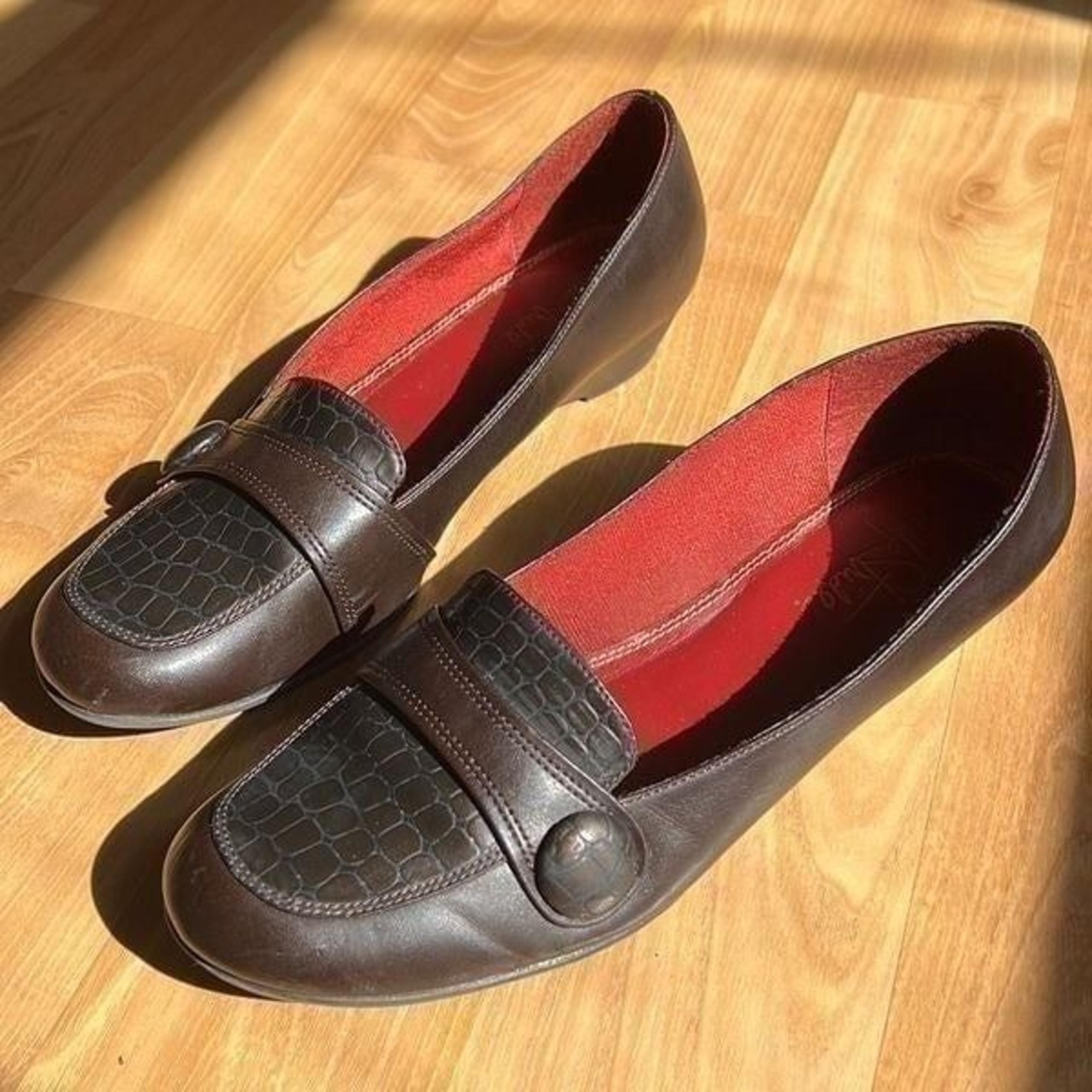 LifeStride Moselle Brown Faux Leather Low Wedge Loafers US 10