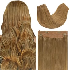 Human hair #8 halo invisible fishline hair extensions 18 inches