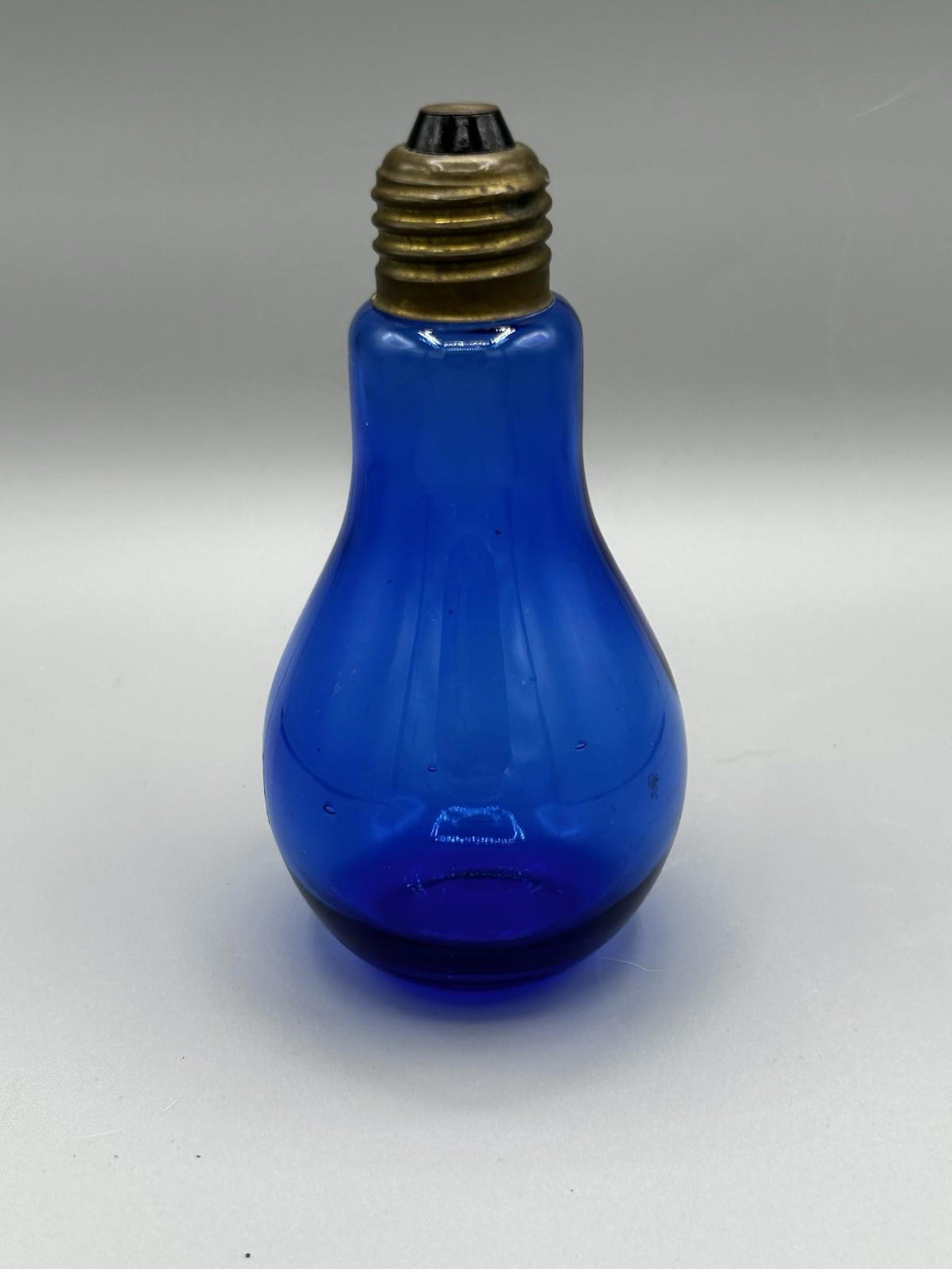 Vintage Cobalt Blue Glass Light Bulb Salt Shaker Pop Art Japan