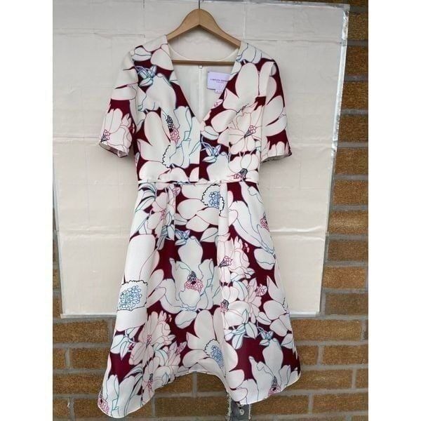 CAROLINA HERRERA Oleander Print Silk Fit & flare dress size 10