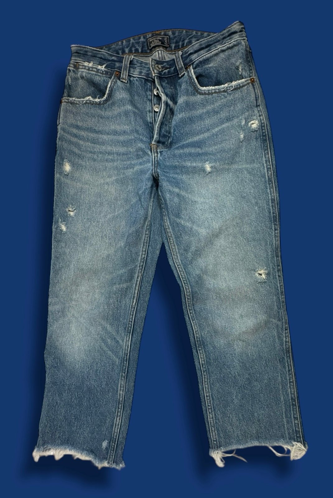 Abercrombie Fitch Annie Ankle Straight High Rise Light 27/4 Button Fly