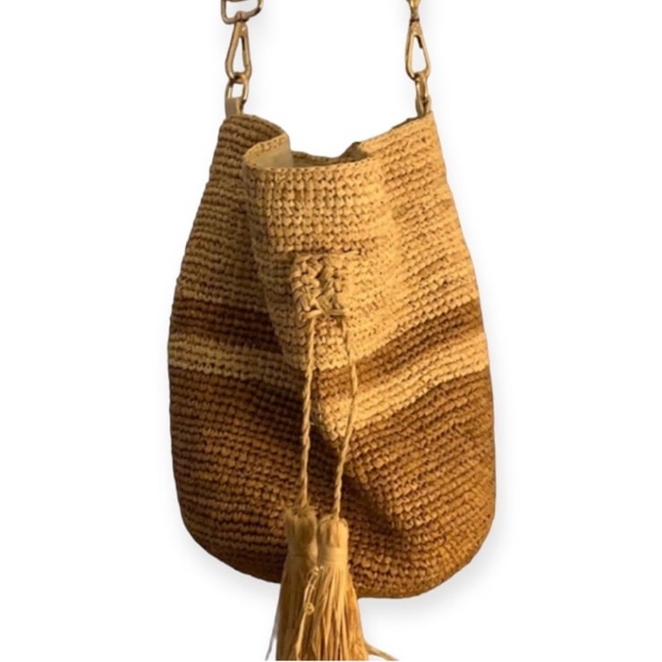 L*SPACE Raffia Straw Bucket Bag