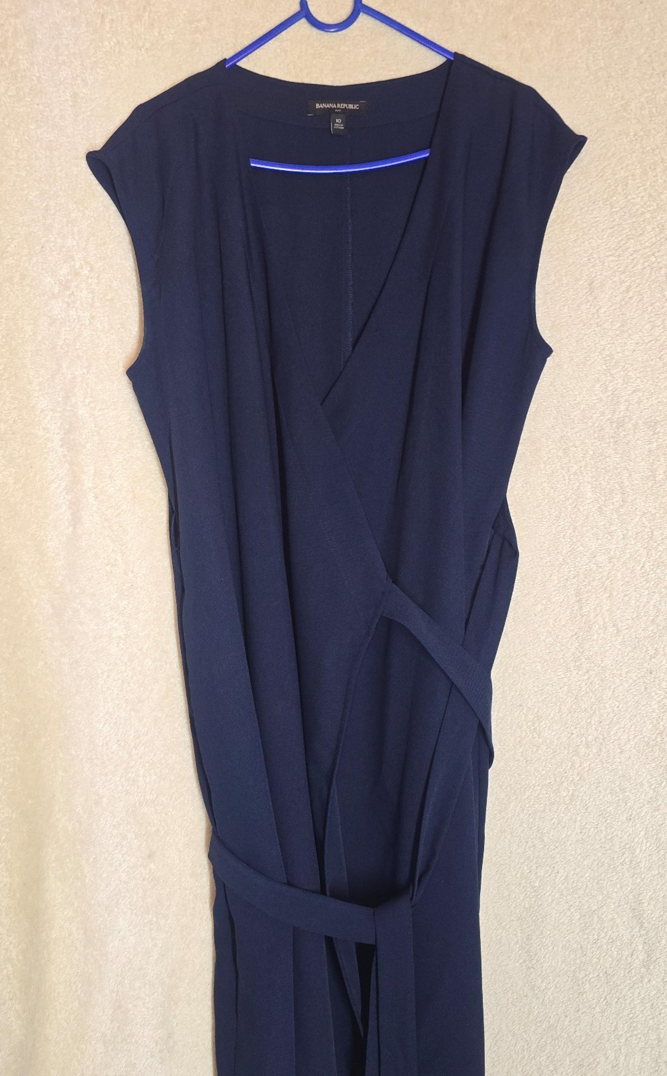 Banana Republic Tri-Wrap Sleeveless Navy Blue Dress Size 10