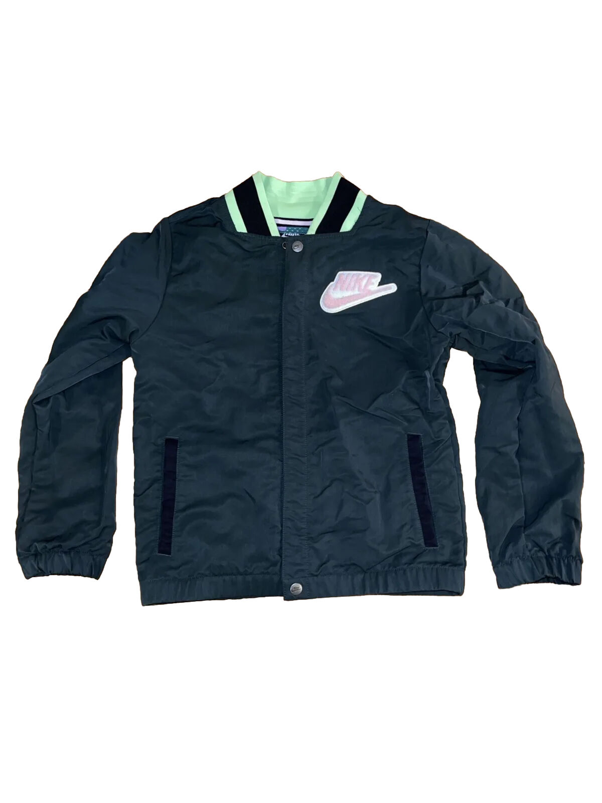 Girls Nike Sportswear Bomber Jacket Green Floral Reversible size Youth Small