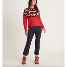 118 Marine Layer Archive Jordan Ponte Pant in Navy Flare Cropped Red White size