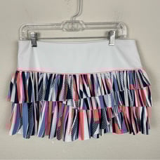 Lucky in Love White blue Coral Ruffle Golf Tennis Skort Large