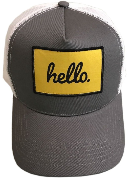 Grey Quality Custom Trucker Woven Label Emblem Patch Cap