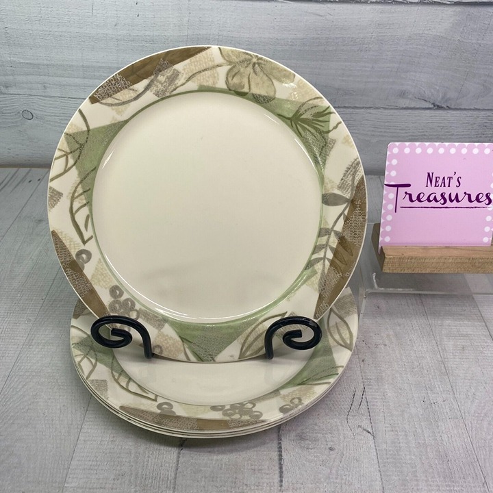 Corelle TEXTURED LEAVES Break & Resistance Floral Leaves Dinner Plates Set 4
