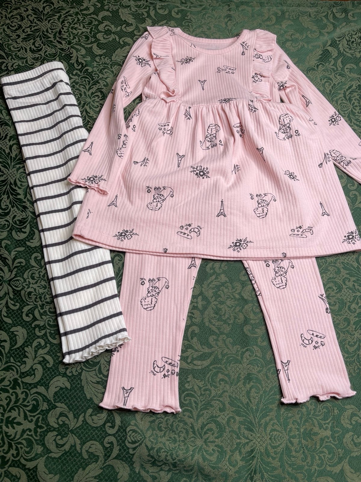 NWT 4t Carters paris poodle dog eiffel tower toddler twirl dress leggings bundle