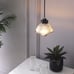 Black Hanging Pendant With Ripple Glass Shade - Industrial Modern Lighting