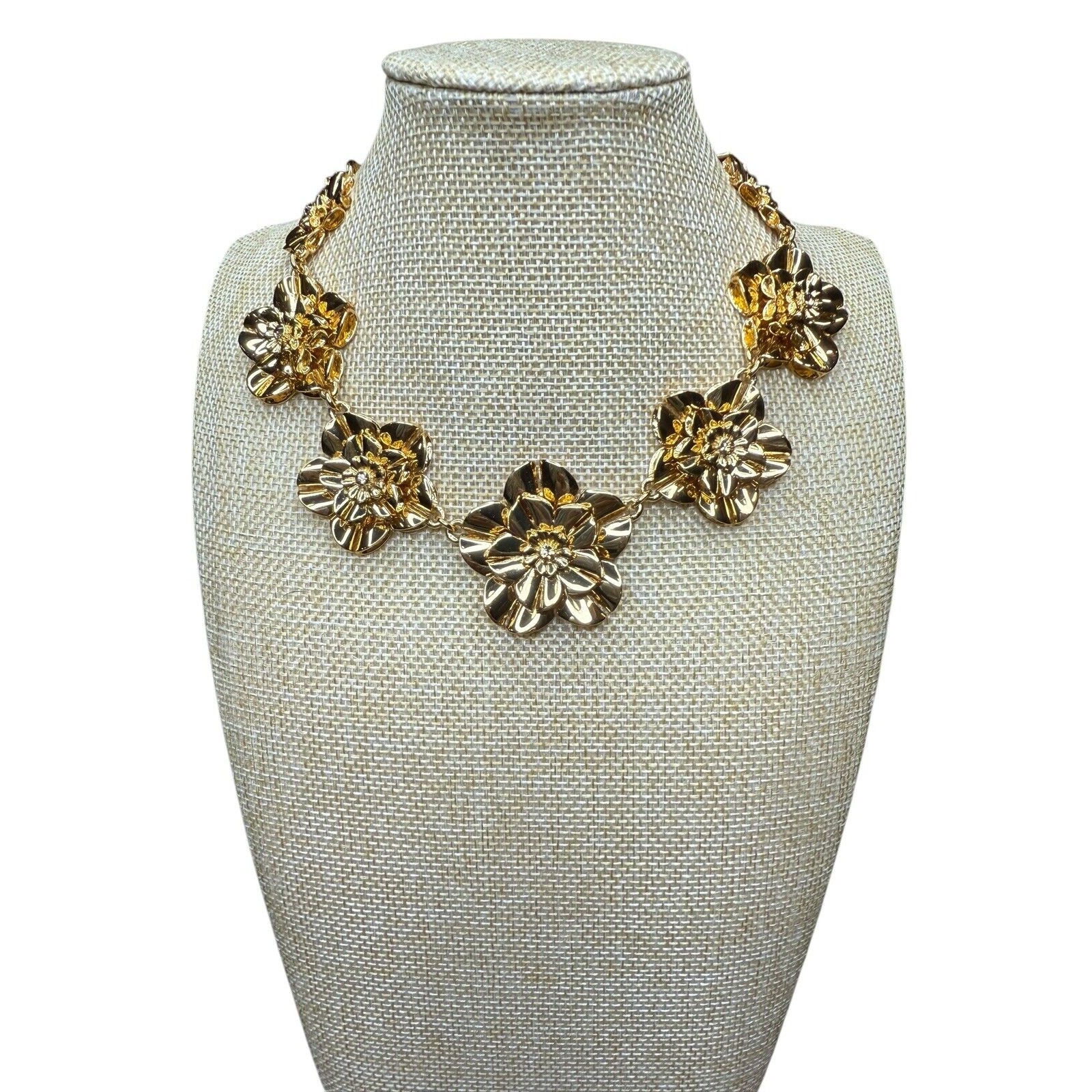 Kate Spade 12k Gold Plated Flowers Floral Swim Team Statement Necklace