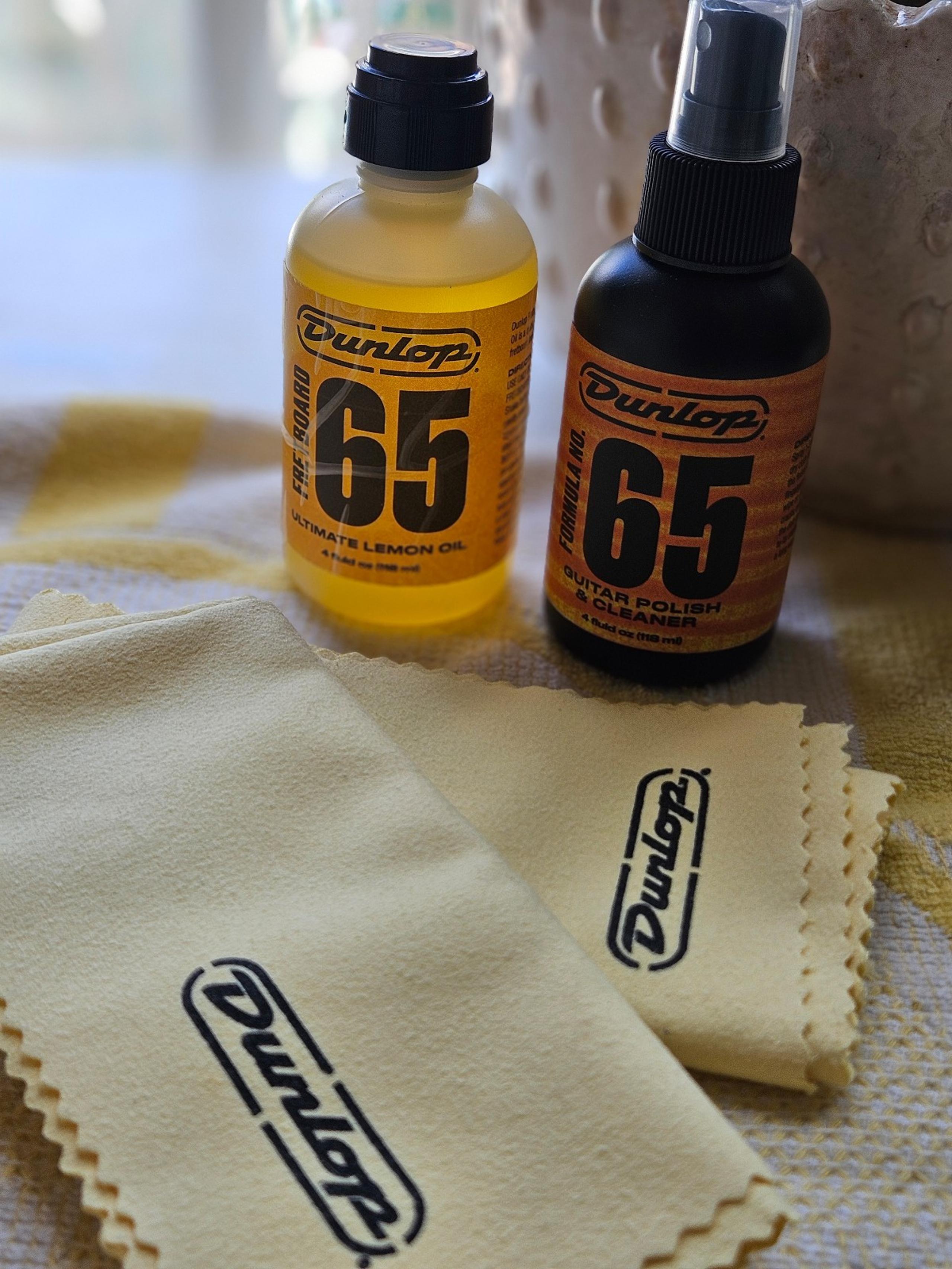 New Dunlop Formula 65 Guitar Cleaner Fretboard 65 Lemon Oil 2 Polishing Cloths
