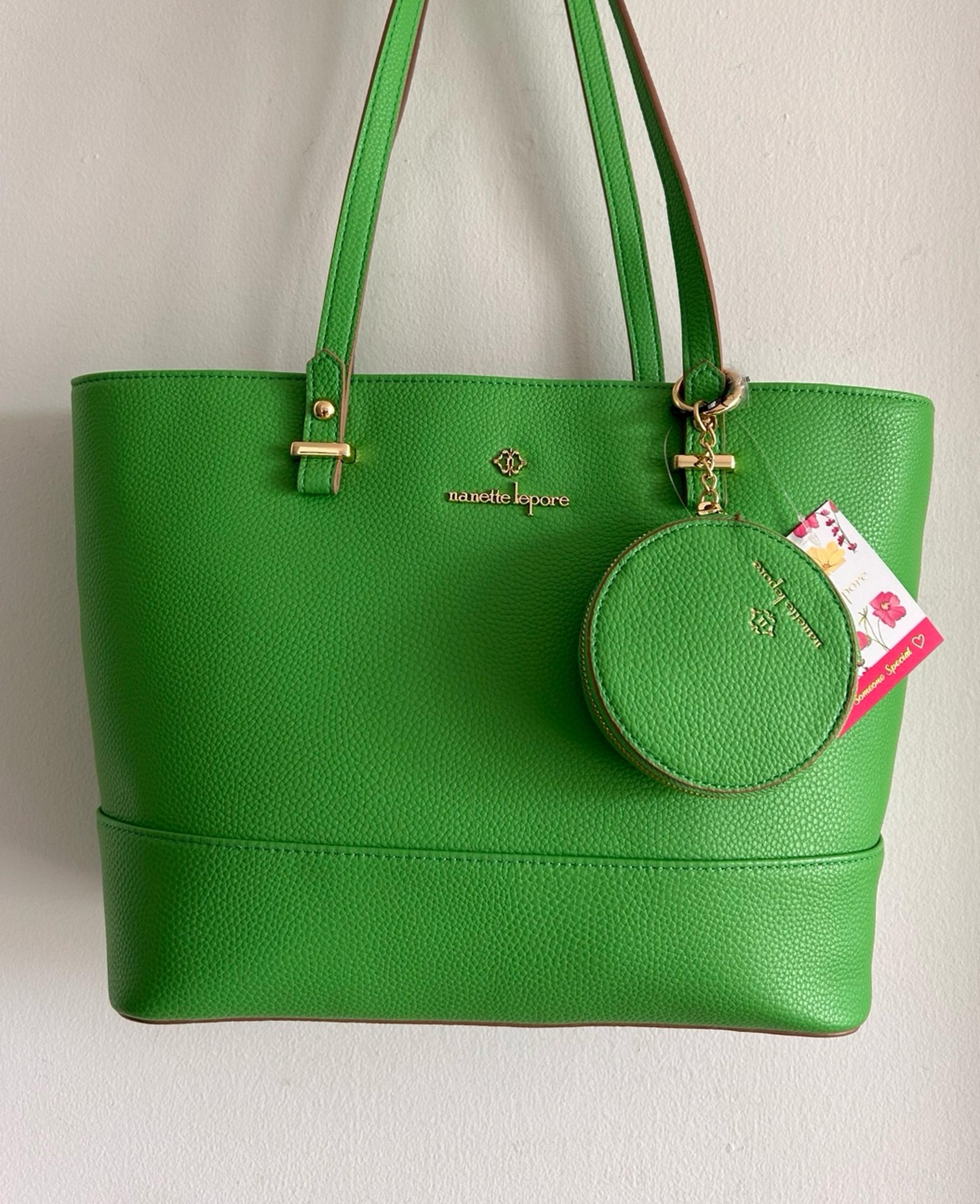 NWT Nanette Lepore Green pebbled Totebag