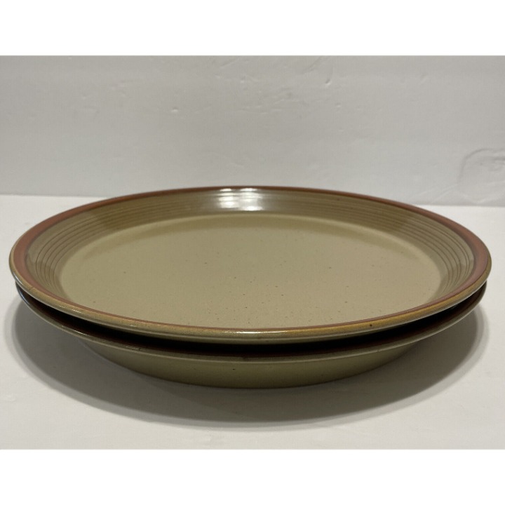 2 Vtg Mikasa Potter's Art COUNTRY CABIN PF852 12” Plater Raised Lip BEN SEIBEL